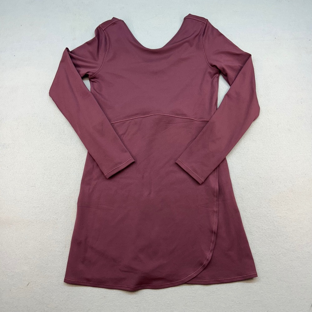 Athleta Girl Chit Chat Dress XXL 16 Burgundy Long Sleeve Thumbhole Wrap Maroon